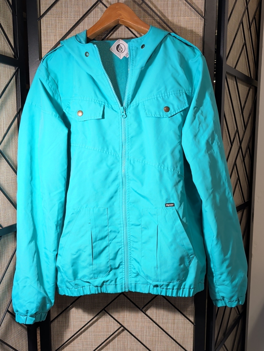 Volcom Women's Turquoise Hooded Utility Jacket